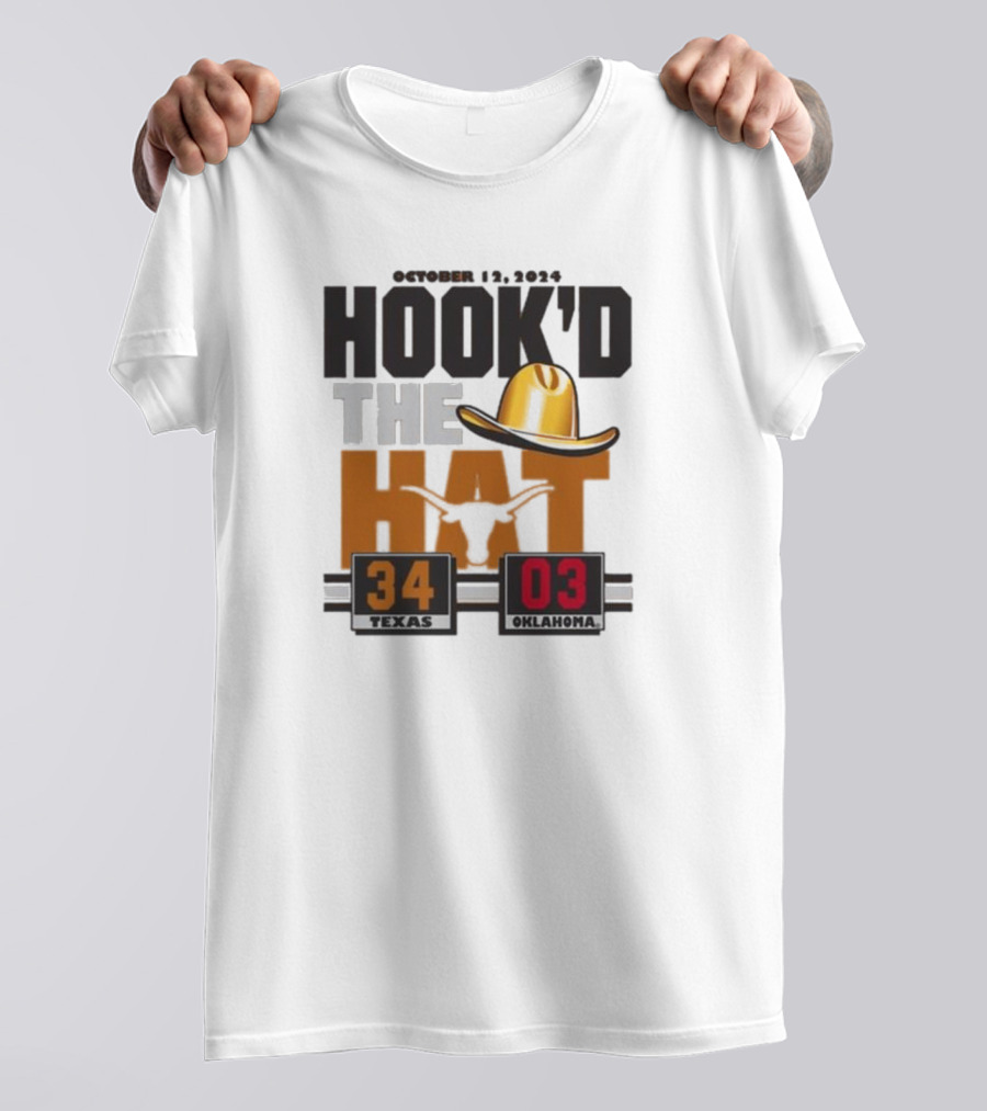 Hook’d The Hat 34 3 Texas Longhorns Red River Rivalry Score T-Shirt