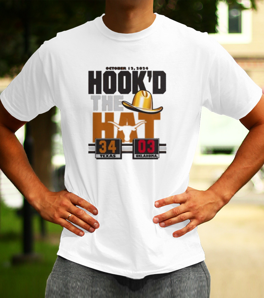 Hook’d The Hat 34 3 Texas Longhorns Red River Rivalry Score T-Shirt