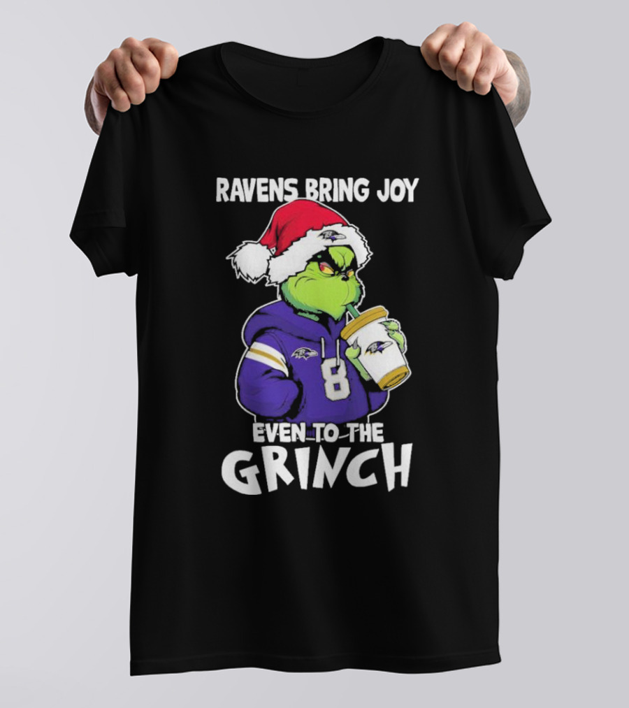 Ravens Bring Joy Even To The Grinch Christmas T-Shirt