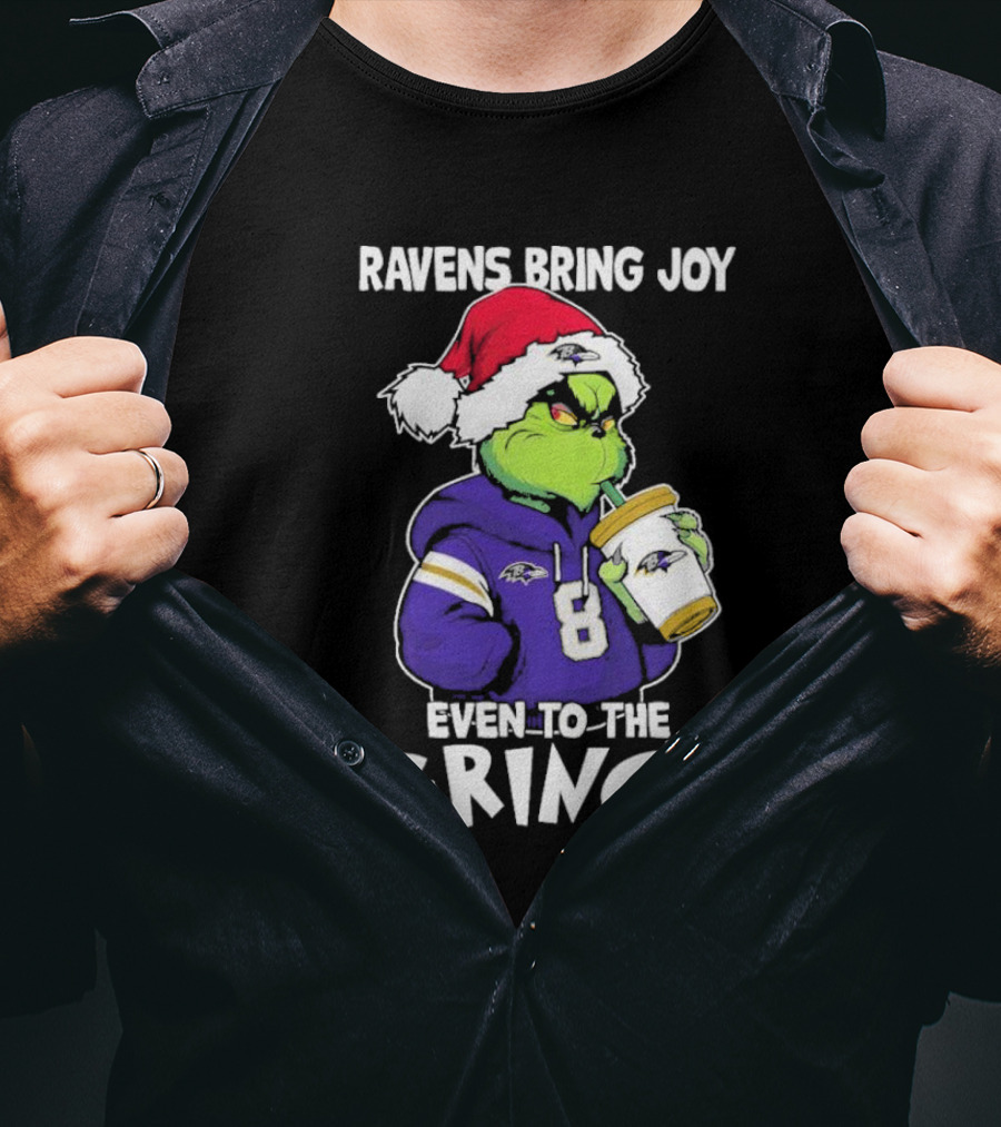 Ravens Bring Joy Even To The Grinch Christmas T-Shirt