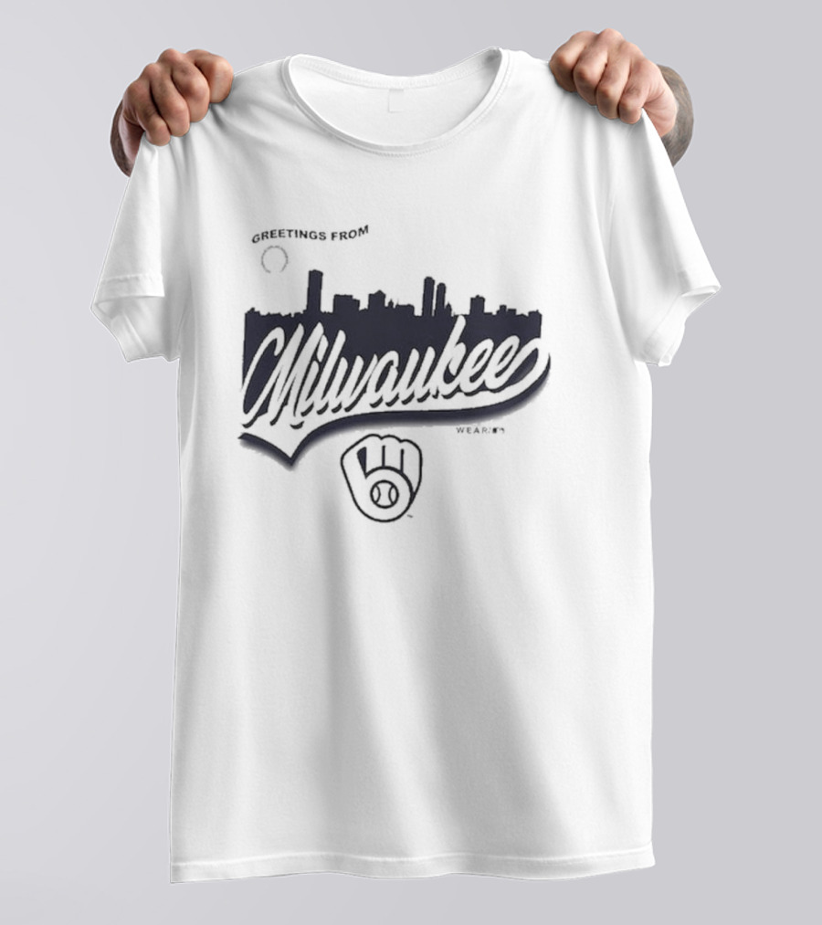 Greetings From Milwaukee Brewers Skyline Wear ᐩ 3 T-Shirt