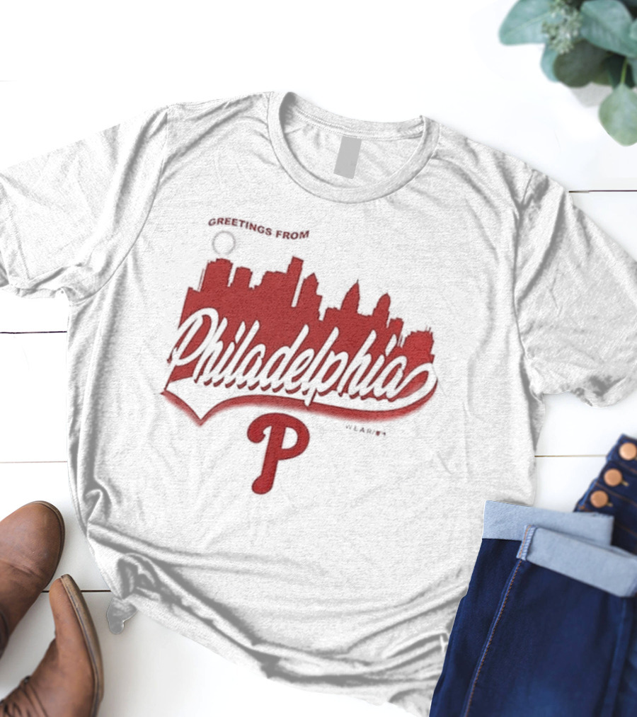 Greetings From Philadelphia Phillies Skyline T-Shirt