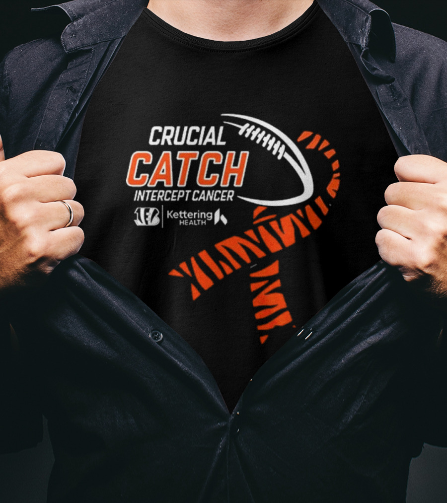 Cincinnati Bengals Crucial Catch Intercept Cancer Kettering Health T-Shirt