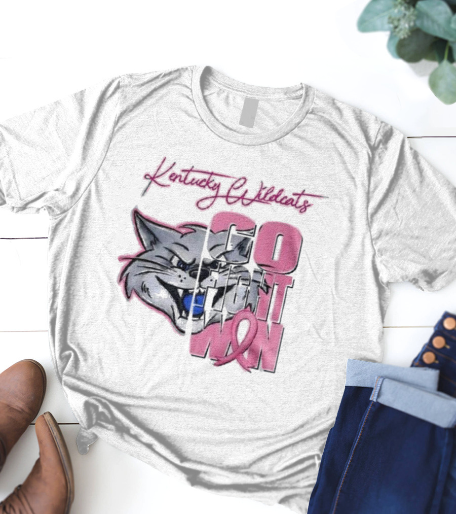 Kentucky Wildcats Go Fight Win Breast Cancer Awareness T-Shirt