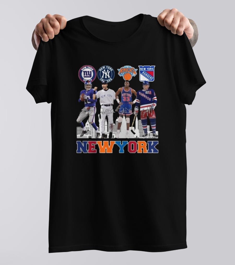 New York Giants Yankees Knicks Rangers Signatures Legend T-Shirt