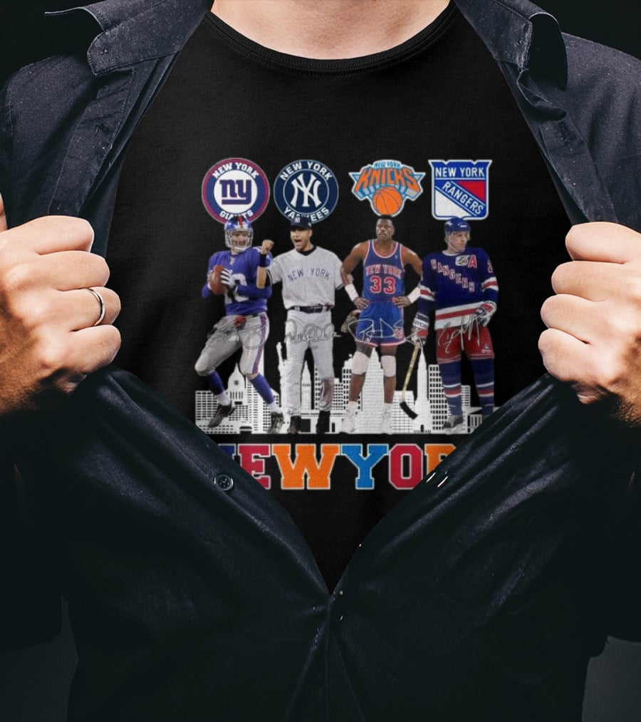 New York Giants Yankees Knicks Rangers Signatures Legend T-Shirt