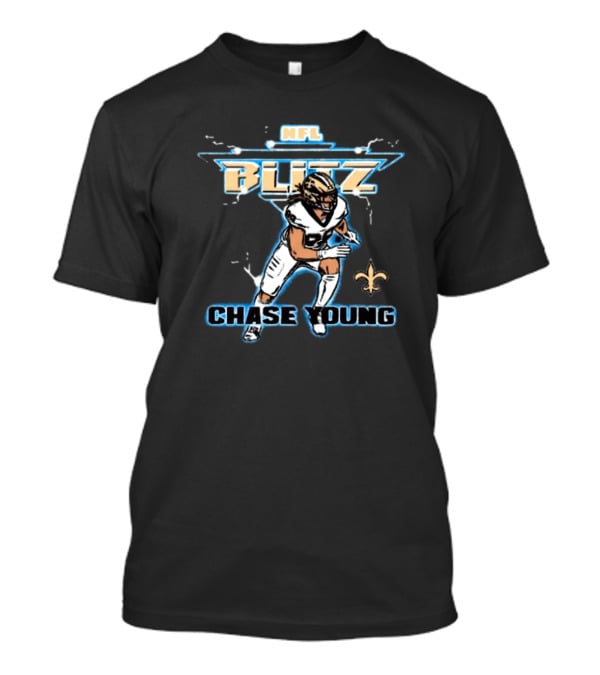 NFL Blitz Chase Young New Orleans Saints Fleur-de-lis T-Shirt