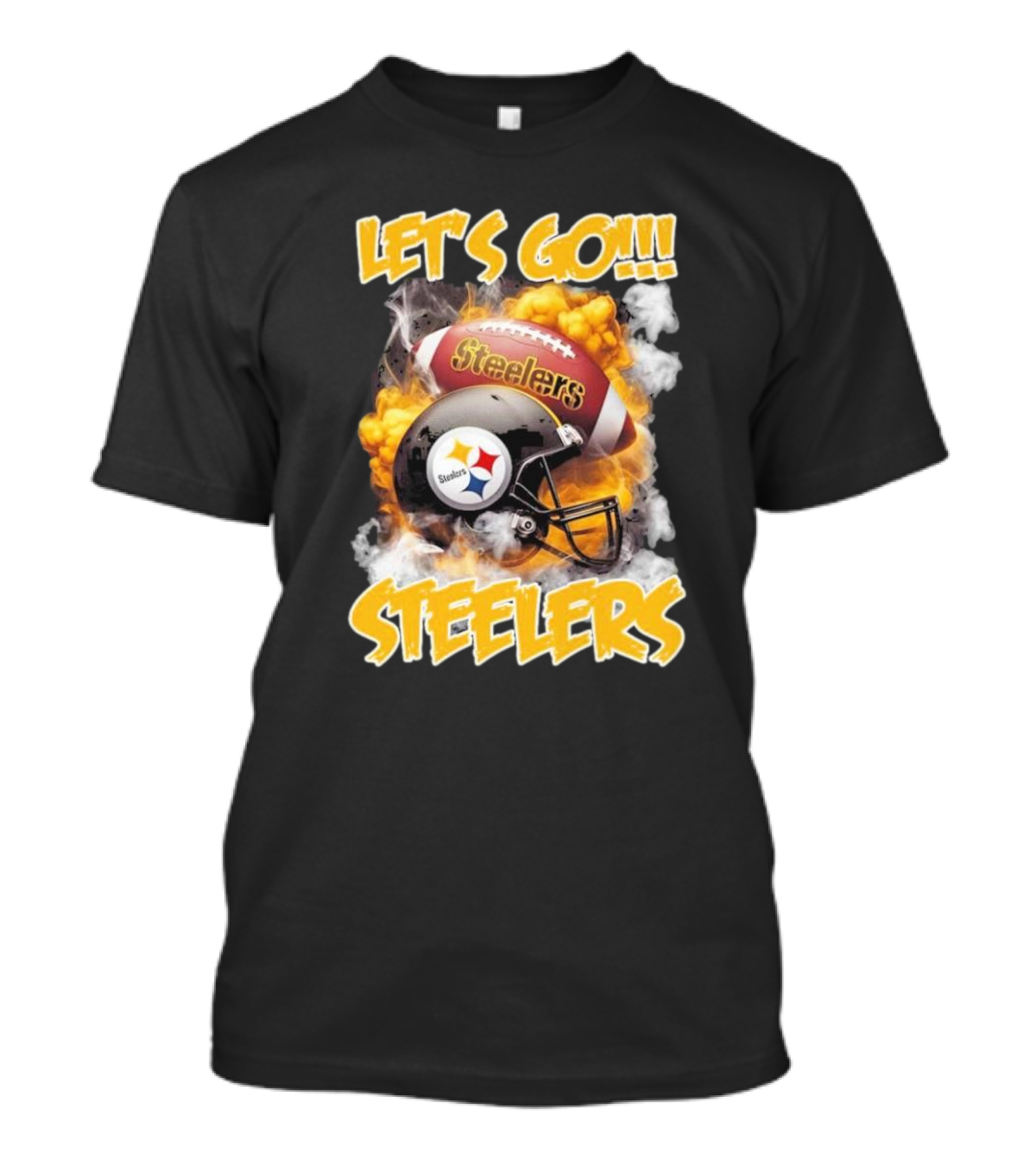 Pittsburgh Steelers Vintage Helmets Let's Go Steelers Football Helmets And Smoke T-Shirt