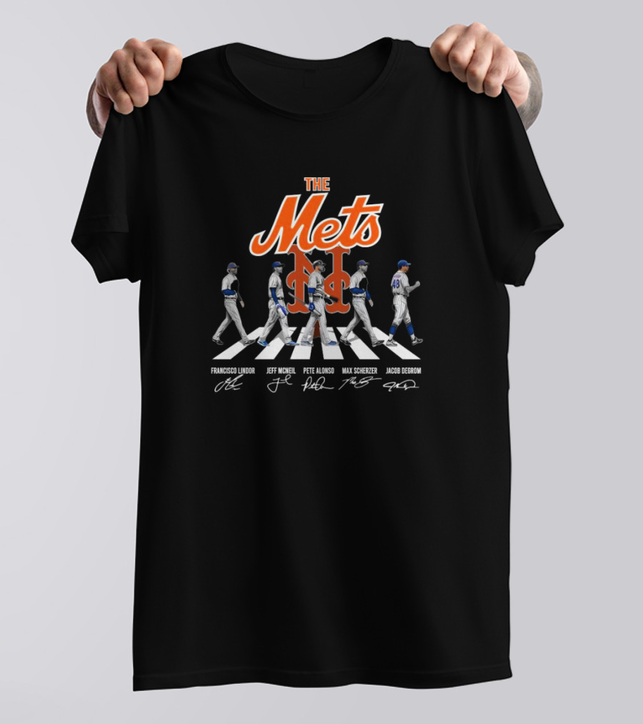 The New York Mets Francisco Lindor Jeff McNeil Pete Alonso Max Scherzer Jacob Degrom Walking T-Shirt