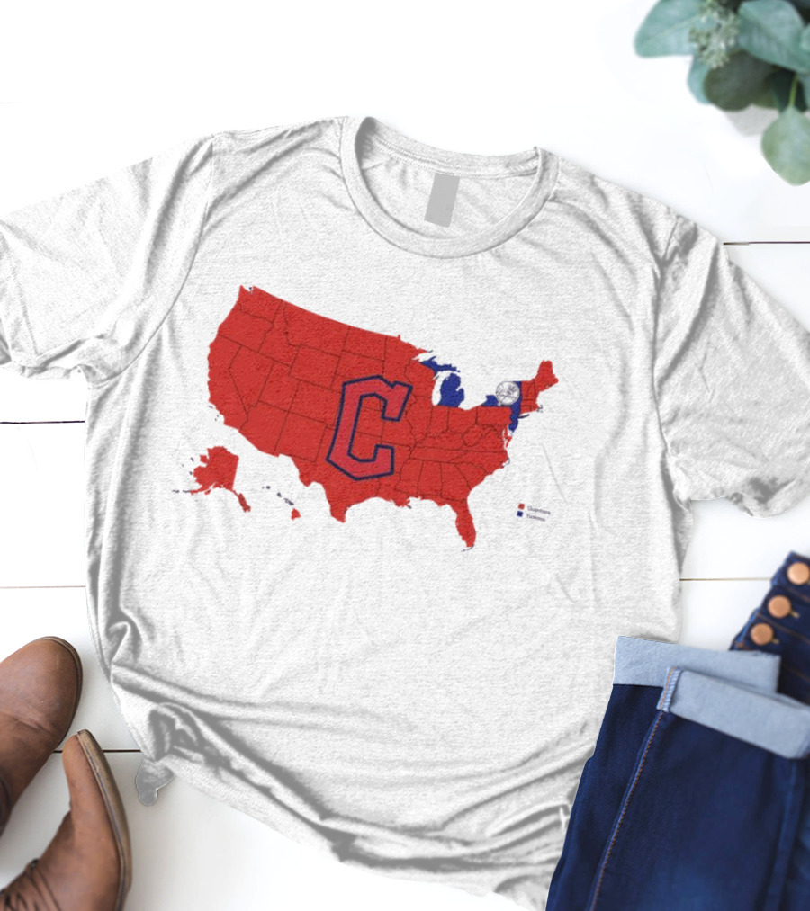 Map Showing Cleveland Guardians Dominance Over New York Yankees In ALCS Fan Support Across America T-Shirt