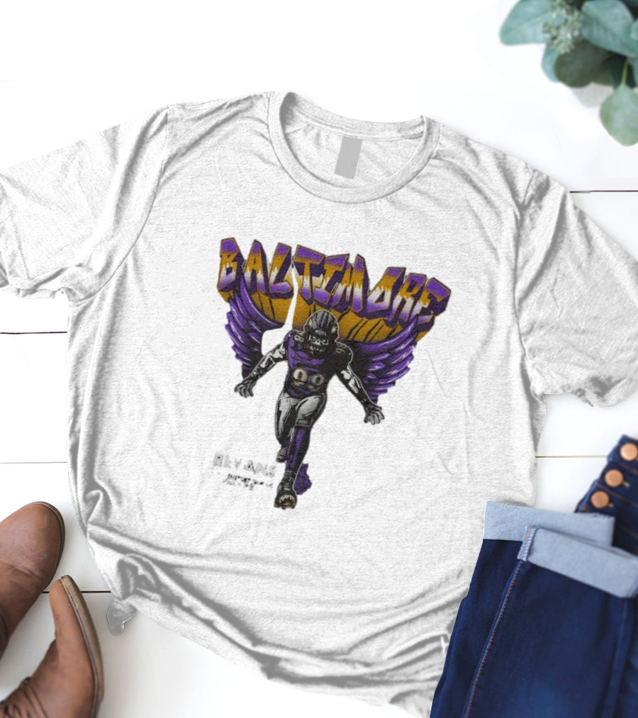 Baltimore Ravens Superbowl Champ Football Player With Ravens Wings T-Shirt