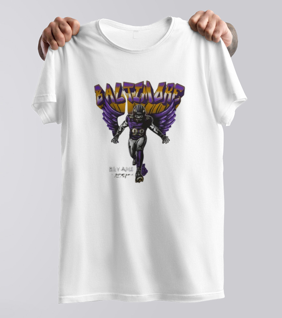 Baltimore Ravens Superbowl Champ Football Player With Ravens Wings T-Shirt
