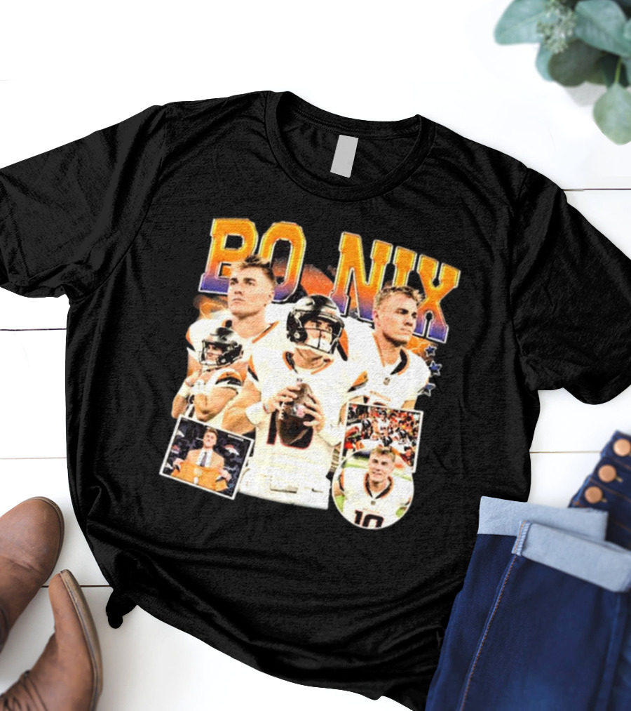 Bo Nix Denver Broncos NFL Vintage Football American T-Shirt