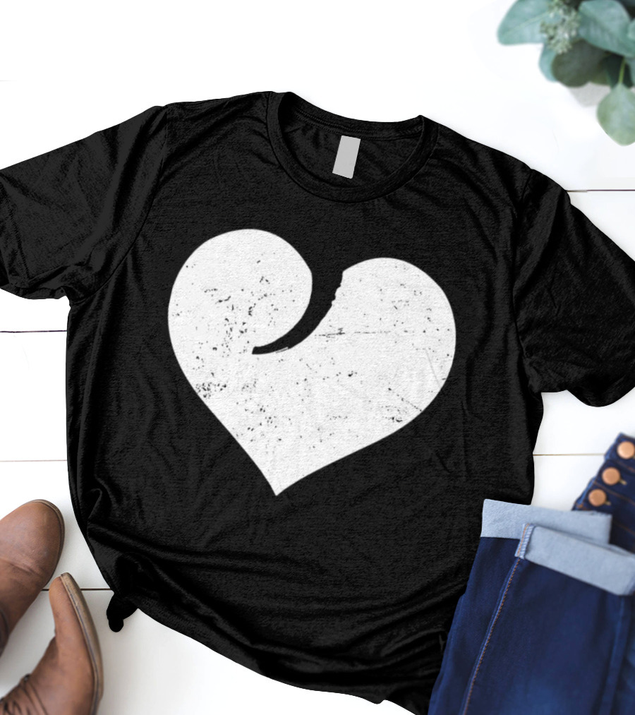 Gun Trigger Heart Distressed White Heart Shape T-Shirt