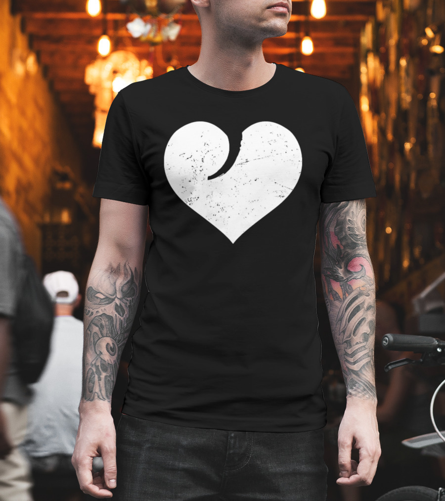 Gun Trigger Heart Distressed White Heart Shape T-Shirt