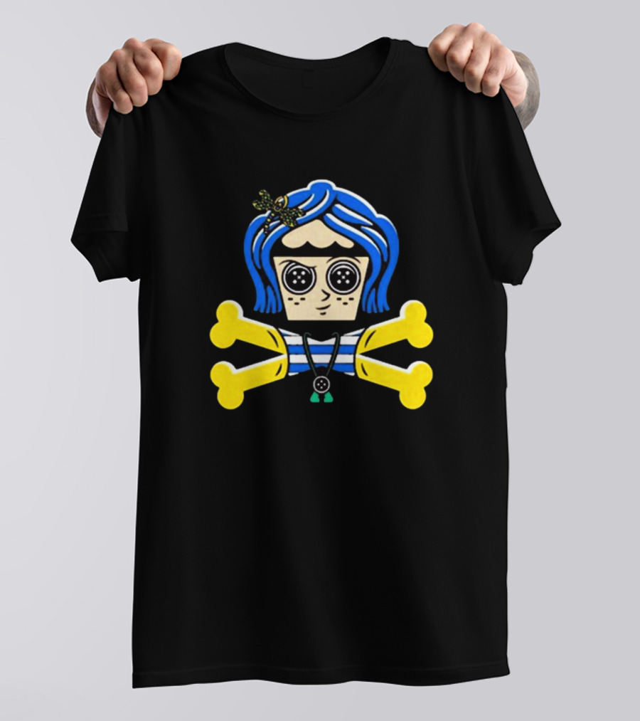 Coraline Inspired Button Eyed Crossbones By Johnny Cupcakes T-Shirt