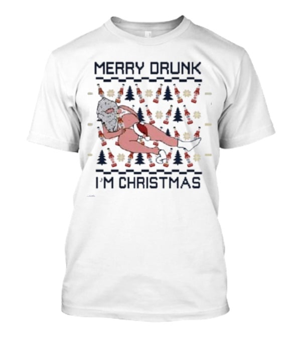 Miller Lite Merry Drunk Santa Ugly Christmas I'm Christmas T-Shirt