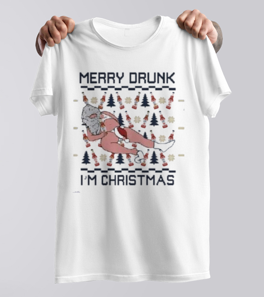 Miller Lite Merry Drunk Santa Ugly Christmas I'm Christmas T-Shirt