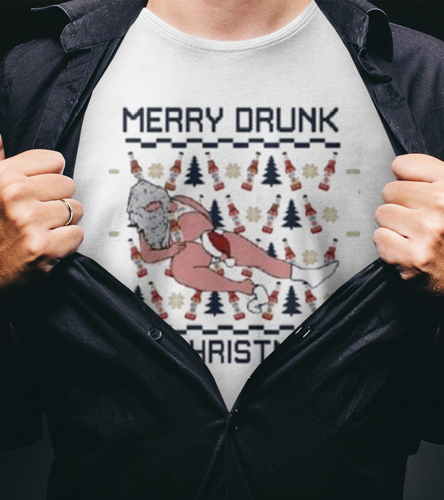 Miller Lite Merry Drunk Santa Ugly Christmas I'm Christmas T-Shirt