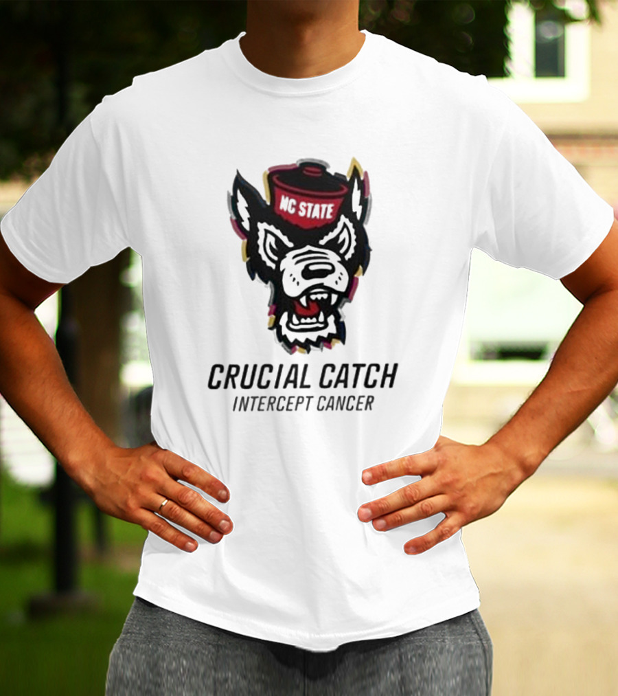 NC State Wolfpack Crucial Catch Intercept Cancer T-Shirt