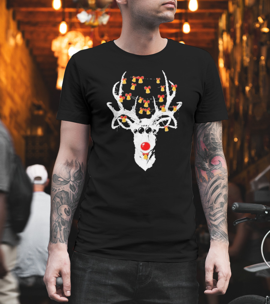 Reindeer Deer Christmas Rudolph With Bells T-Shirt