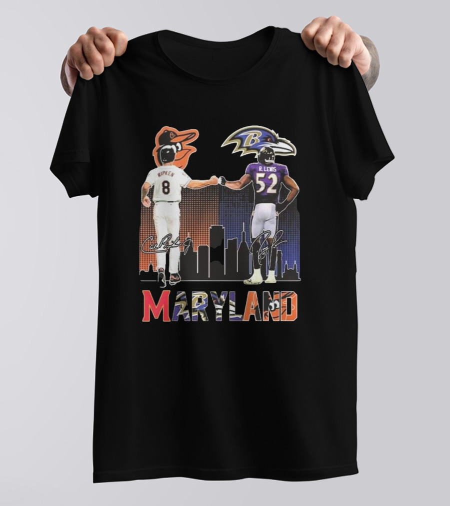Orioles Ripken Ravens Lewis Maryland Icons And Signatures T-Shirt