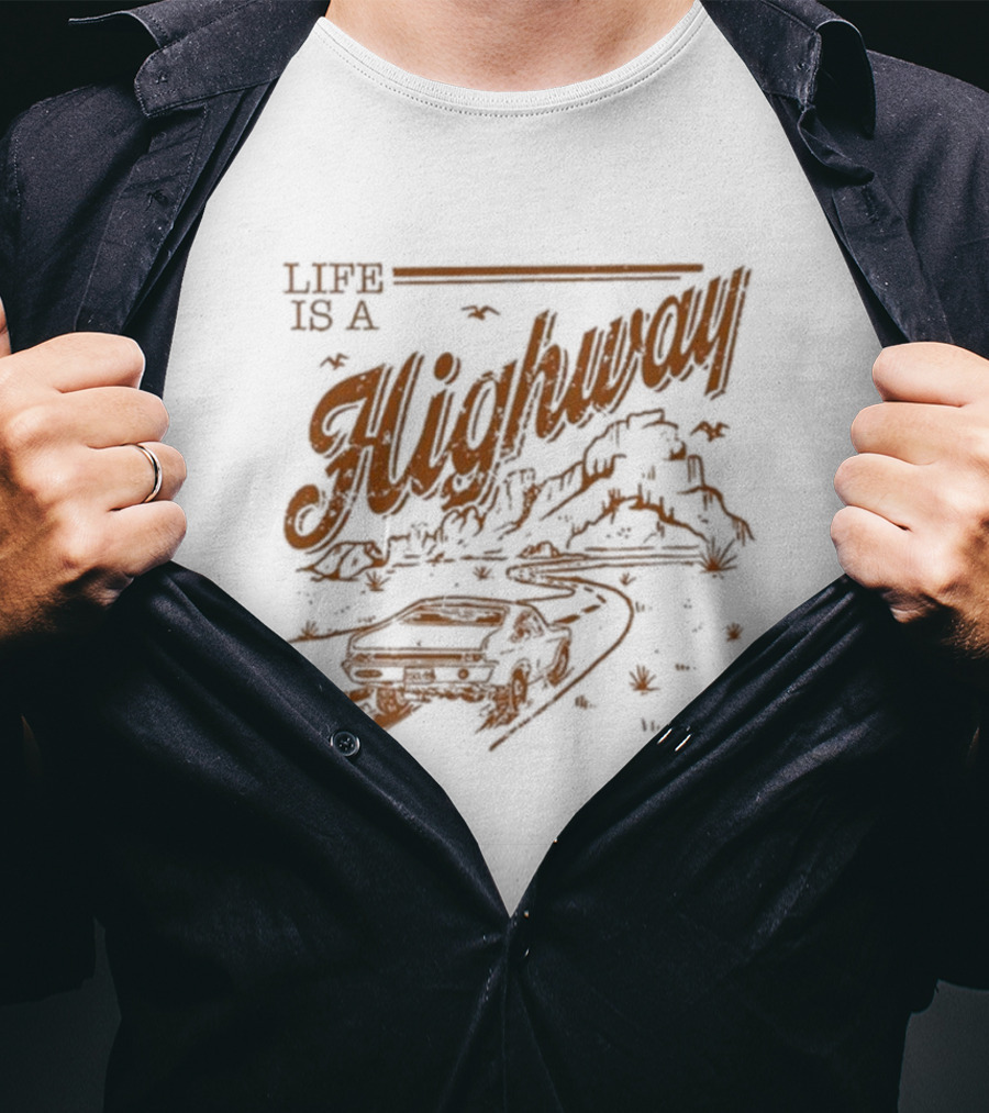 Rascal Flatts Life Is A Highway Vintage Car Desert Journey T-Shirt