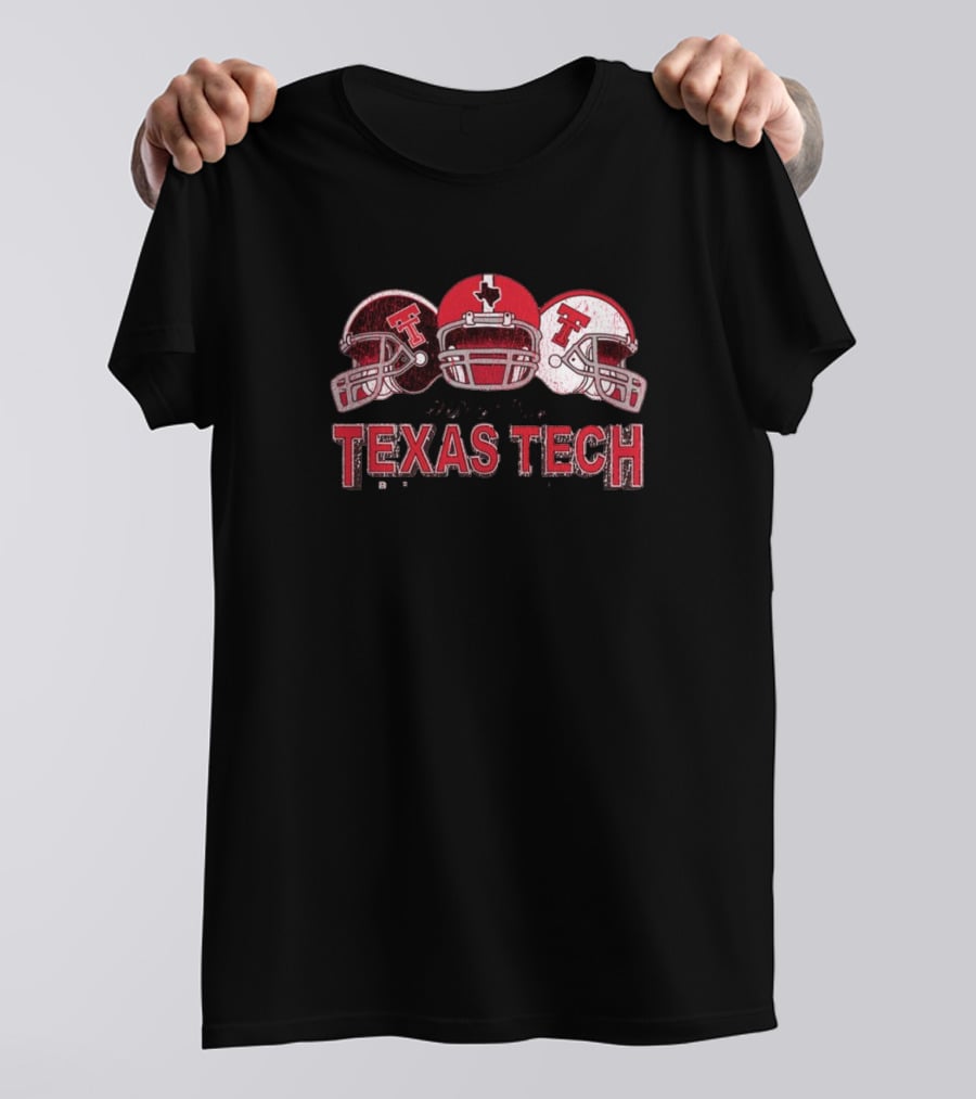 Texas Tech Red Raiders Trio Helmets Graphic Wreck 'Em T-Shirt