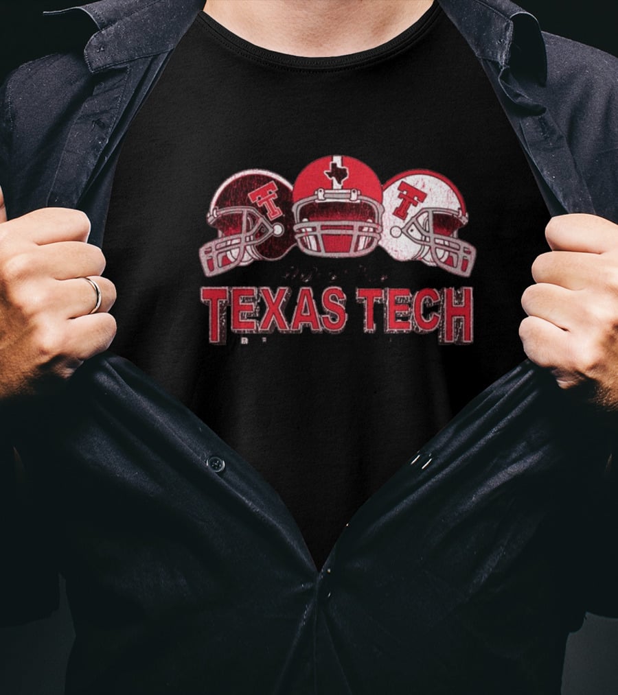 Texas Tech Red Raiders Trio Helmets Graphic Wreck 'Em T-Shirt