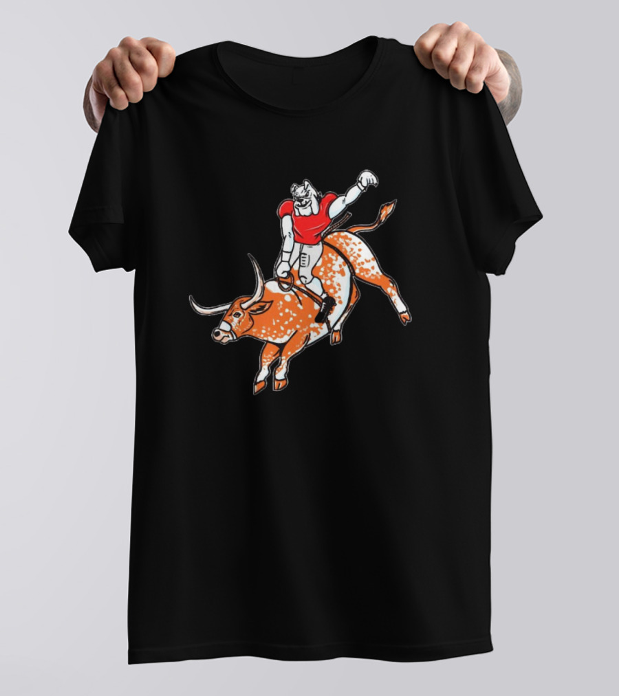 Georgia Bulldogs Riding Texas Longhorns Horns Down T-Shirt