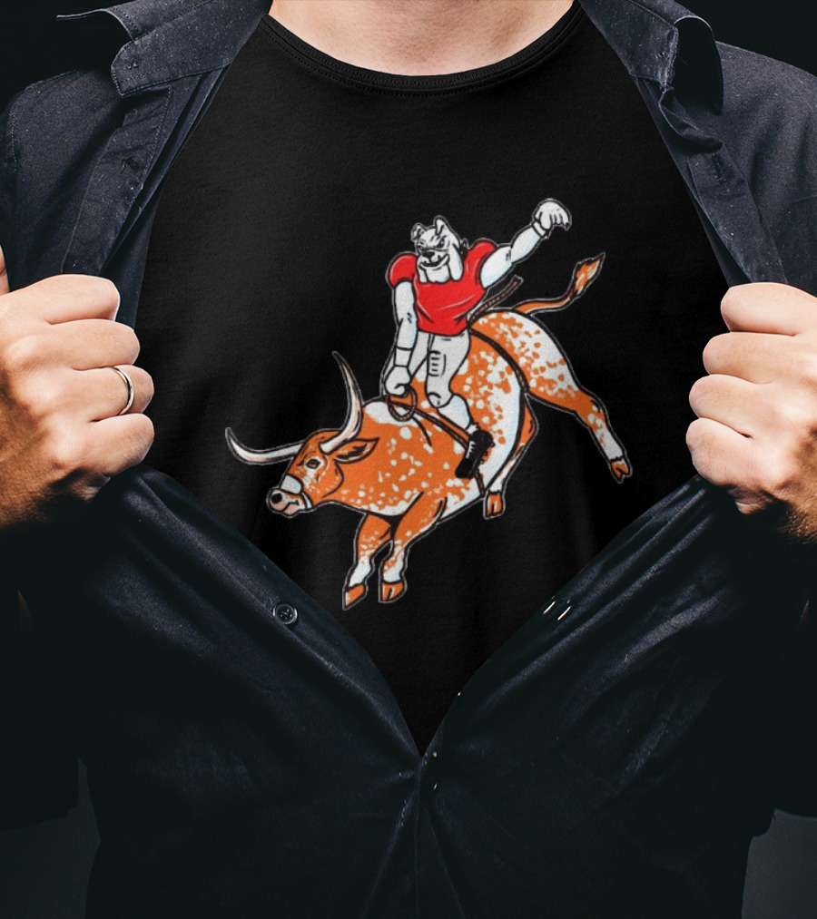 Georgia Bulldogs Riding Texas Longhorns Horns Down T-Shirt