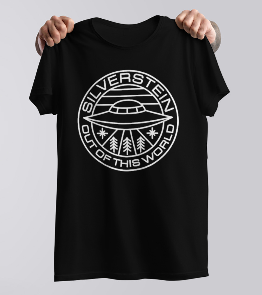 Silverstein Out Of This World UFO Logo Icon With Trees And Stars T-Shirt