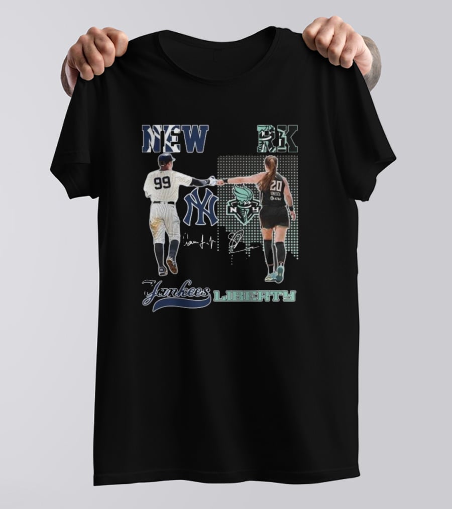 New York Yankees Aaron Judge New York Liberty Sabrina Ionescu Signatures T-Shirt
