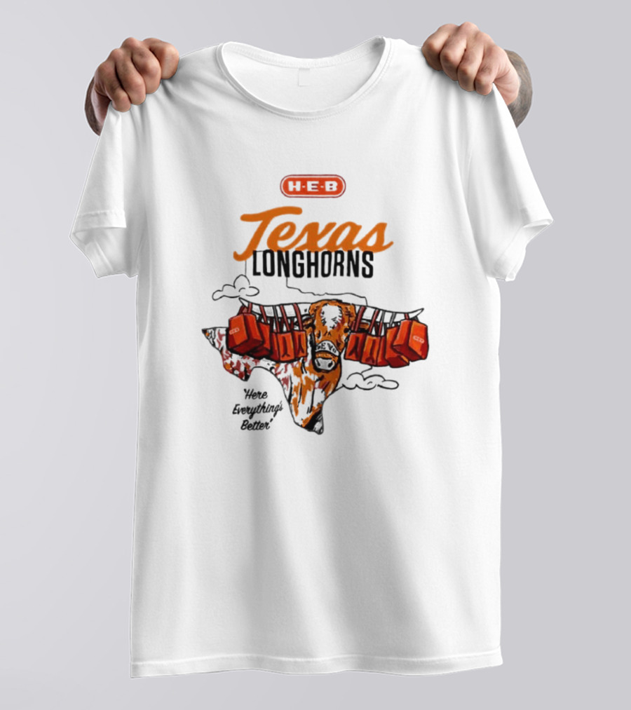 H-E-B Texas Longhorns Here Everything's Better Hook 'em Horns T-Shirt