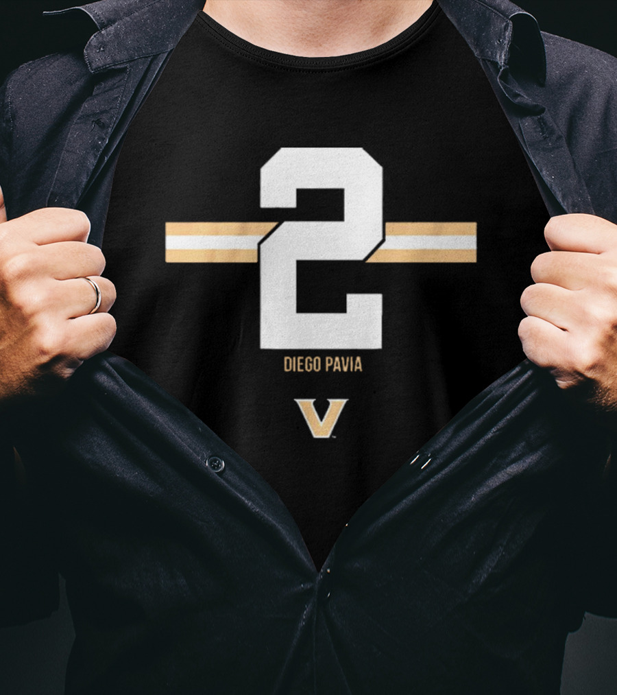 2 Diego Pavia Vanderbilt Commodores Football Stripe T-Shirt