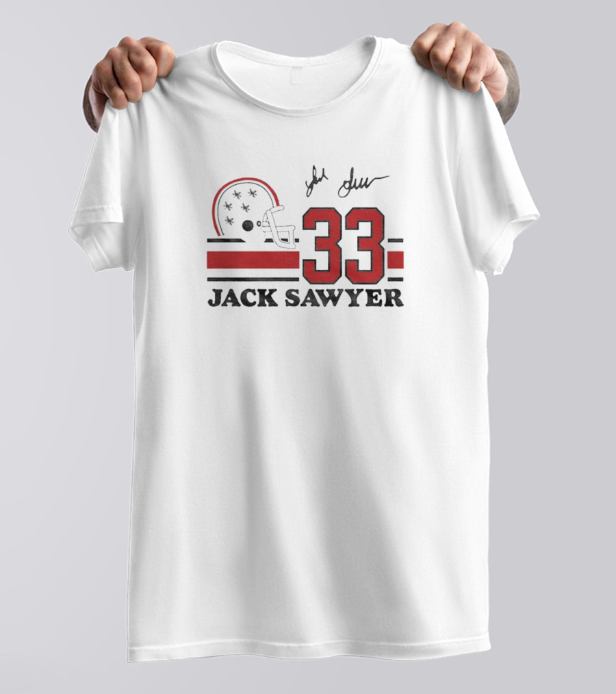 Jack Sawyer #33 Ohio State Signature Helmet And Jersey T-Shirt