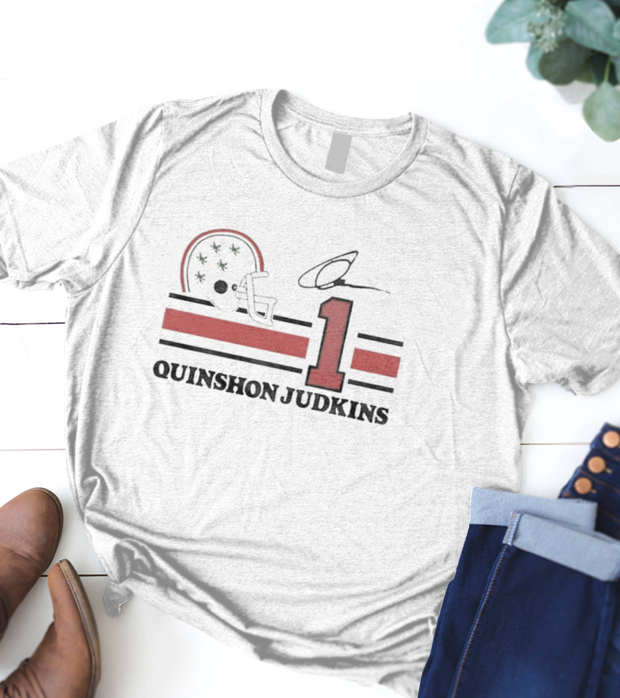 Quinshon Judkins #1 Ohio State Helmet Signature Jersey T-Shirt
