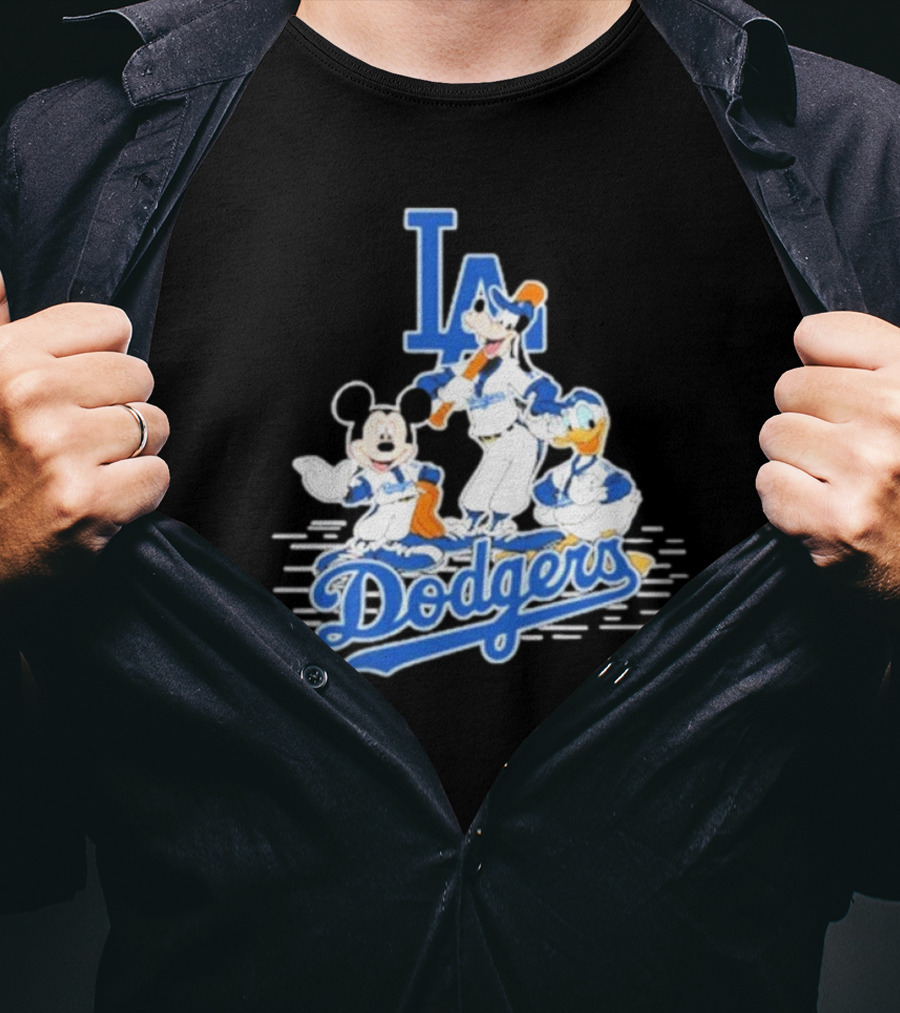 Los Angeles Dodgers Mickey Mouse Donald Duck Goofy Baseball T-Shirt