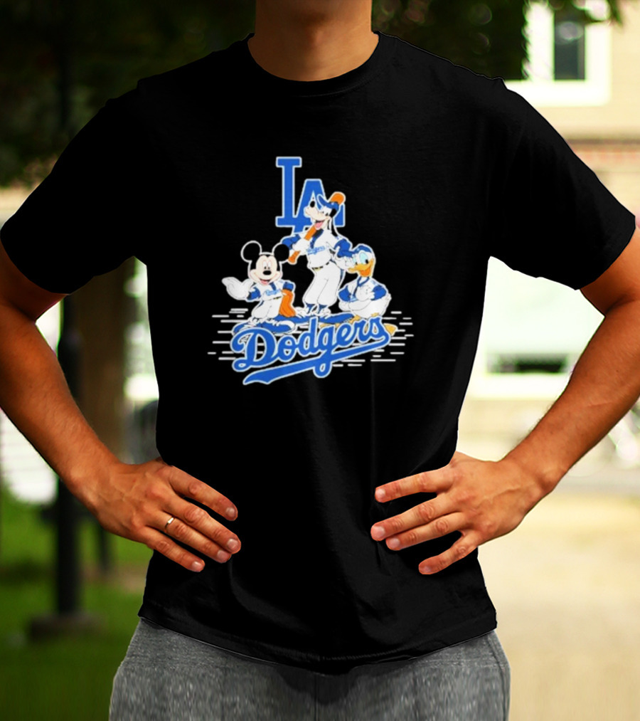 Los Angeles Dodgers Mickey Mouse Donald Duck Goofy Baseball T-Shirt