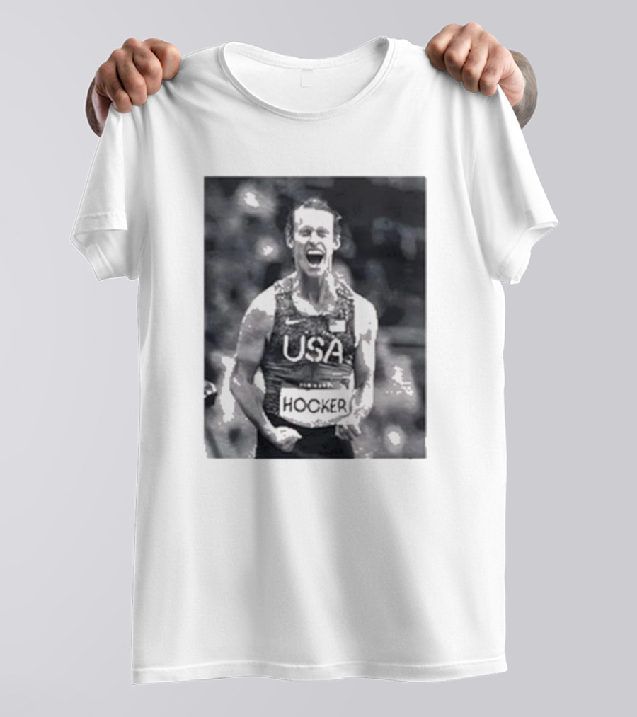 USA Cole Hocker Olympic Photo Signature T-Shirt