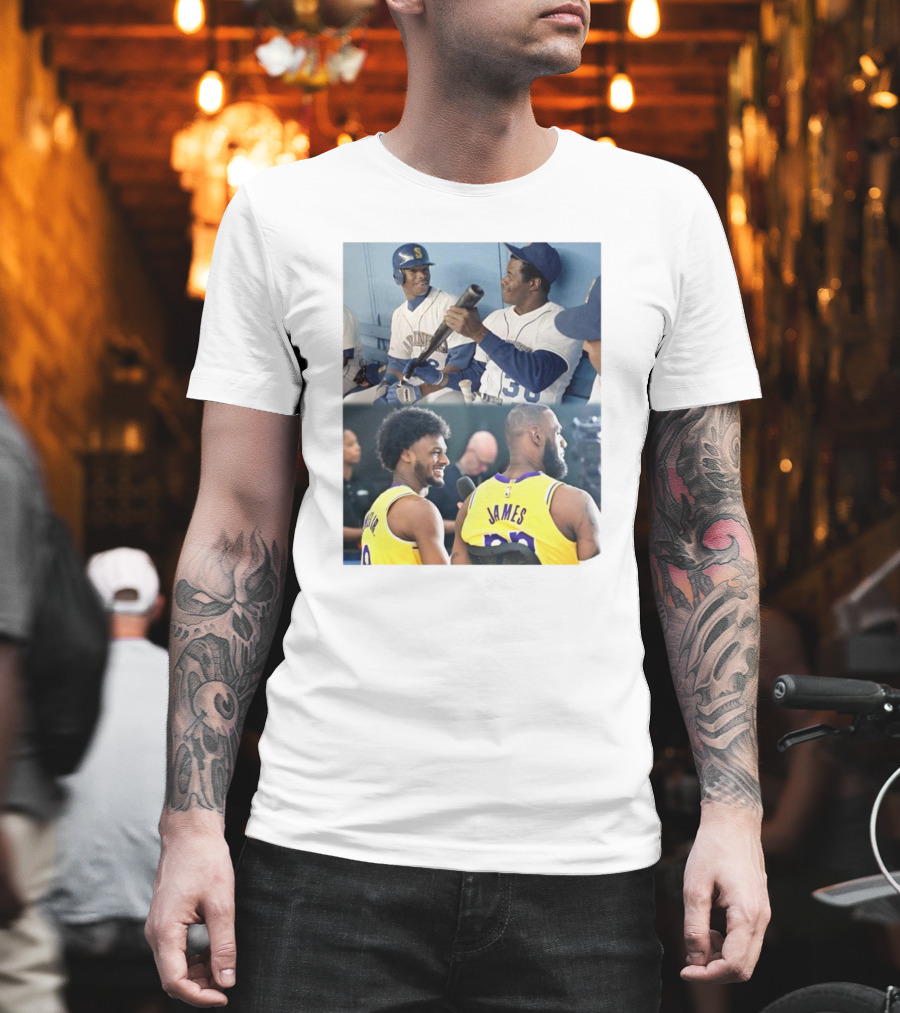 Ken Griffey Jr And Ken Griffey Sr Attend Lakers Game For LeBron And Bronny Historic Moment T-Shirt