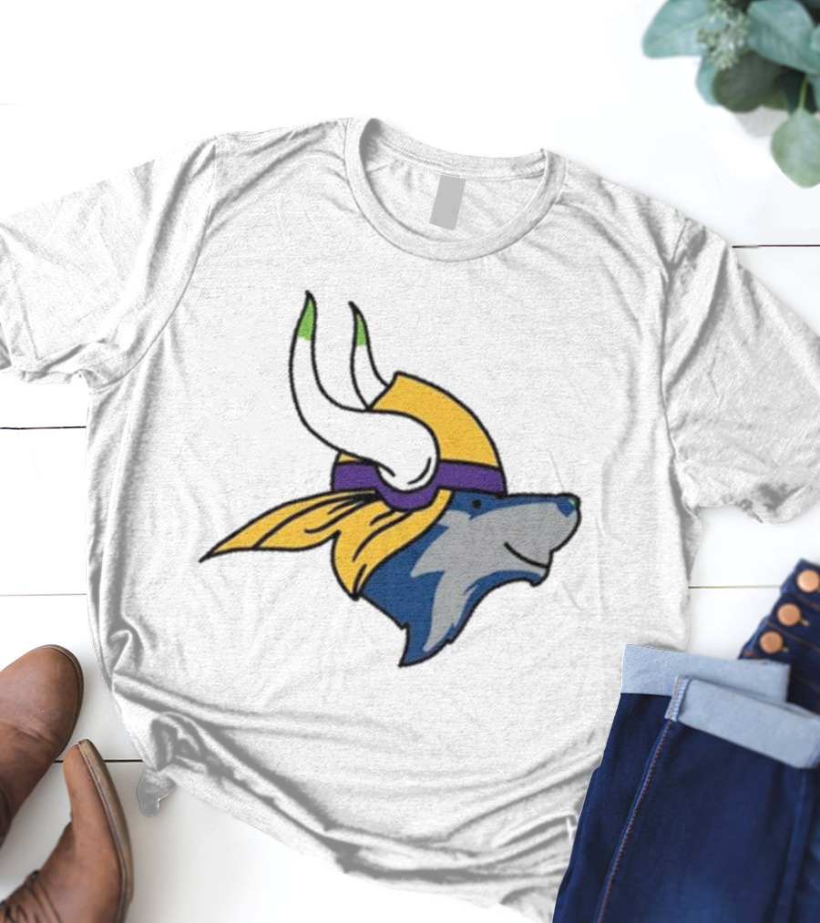 Maplewedgie Corndoggylol Minnesota Timbervikes Vikings Wolf Helmet Nordic Spirit Fusion T-Shirt