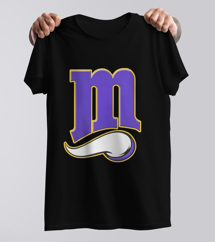 Minnesota Vikings And Minnesota Twins M Logo Fusion In Purple And White T-Shirt