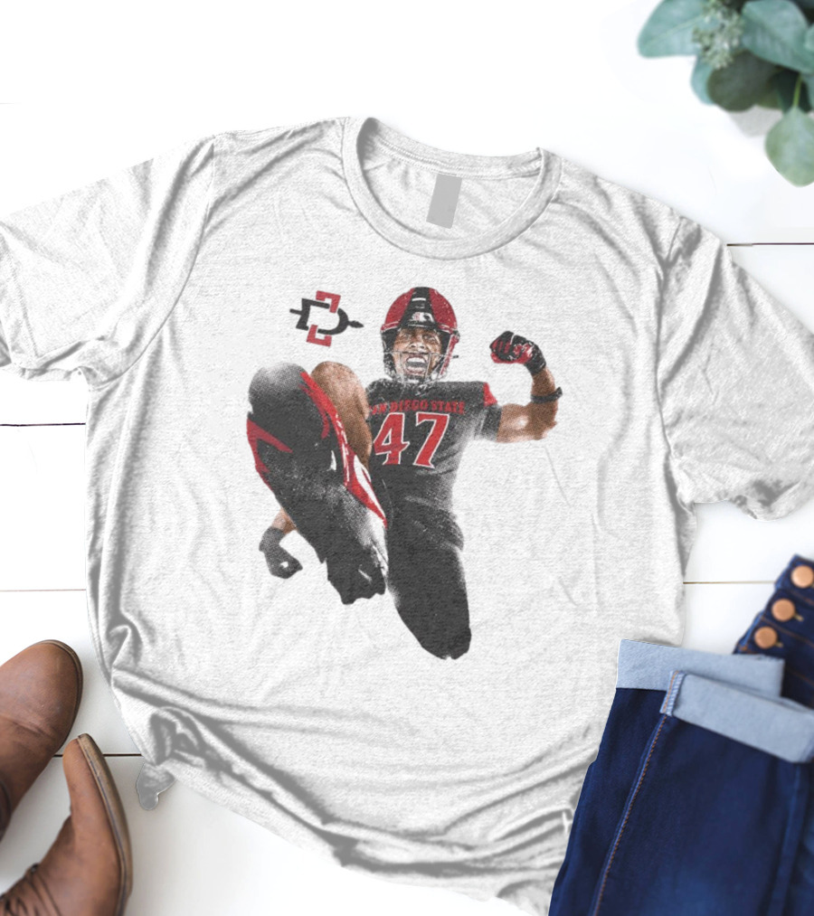 Trey White San Diego State Aztecs 47 Football Jump T-Shirt
