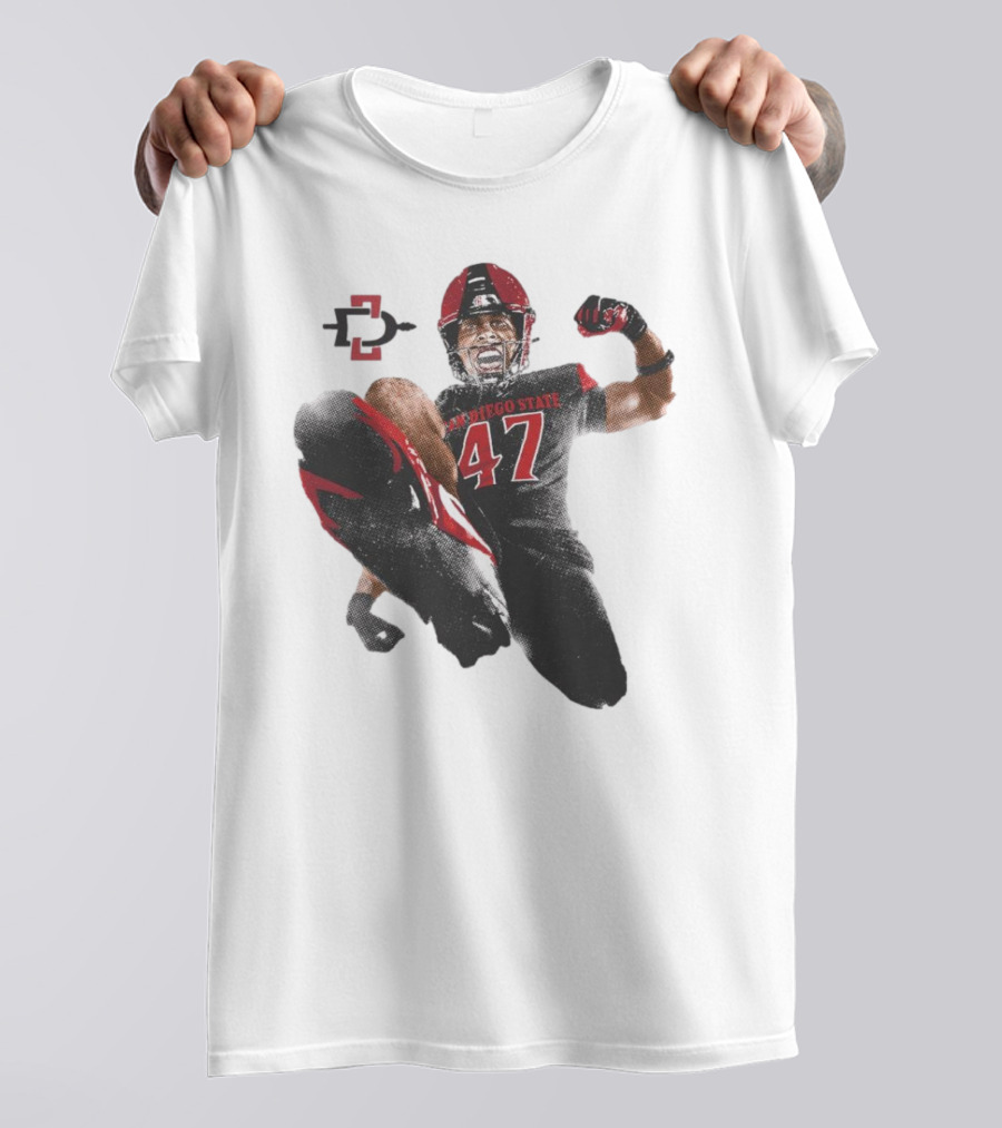 Trey White San Diego State Aztecs 47 Football Jump T-Shirt