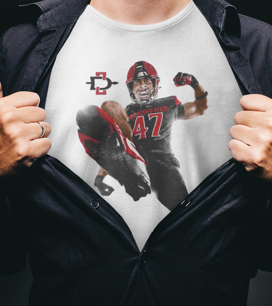 Trey White San Diego State Aztecs 47 Football Jump T-Shirt