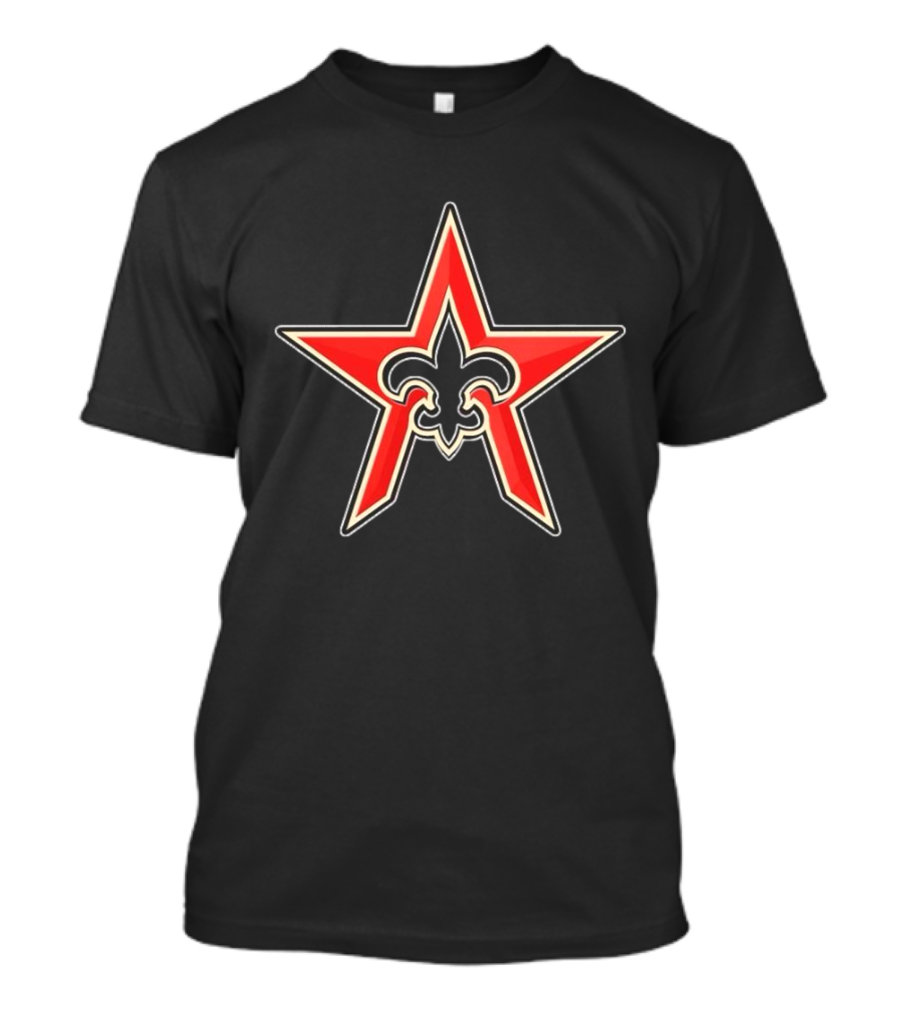 NFL X MLB New Orleans Saints Houston Astros Logo Star Fleur-de-lis Mashup T-Shirt