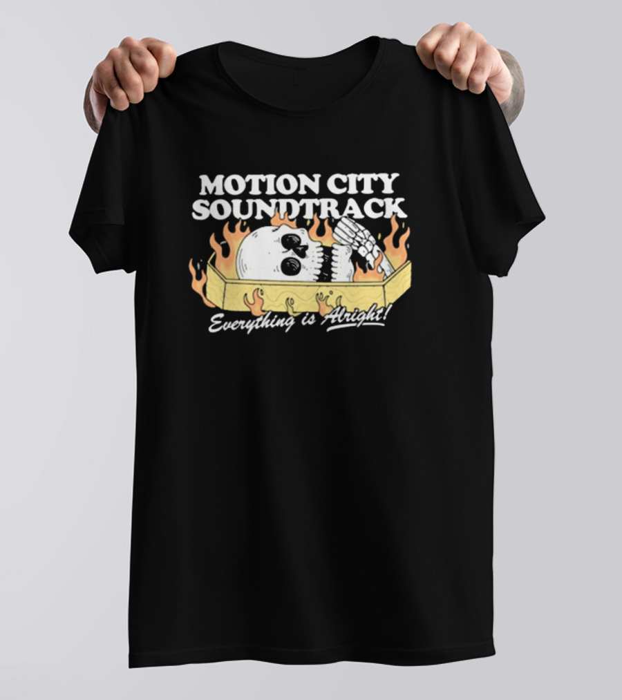 Motion City Soundtrack Everything Is Alright Skeleton In Coffin With Flames T-Shirt