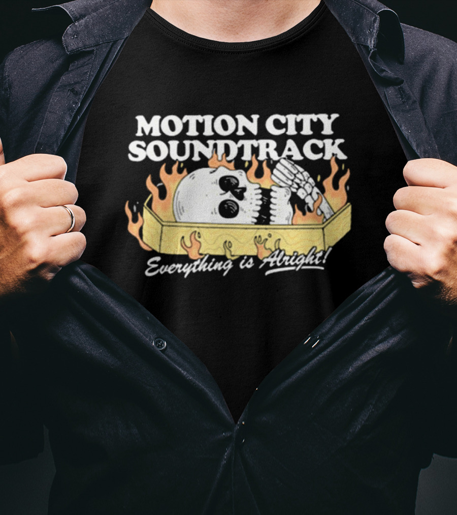Motion City Soundtrack Everything Is Alright Skeleton In Coffin With Flames T-Shirt