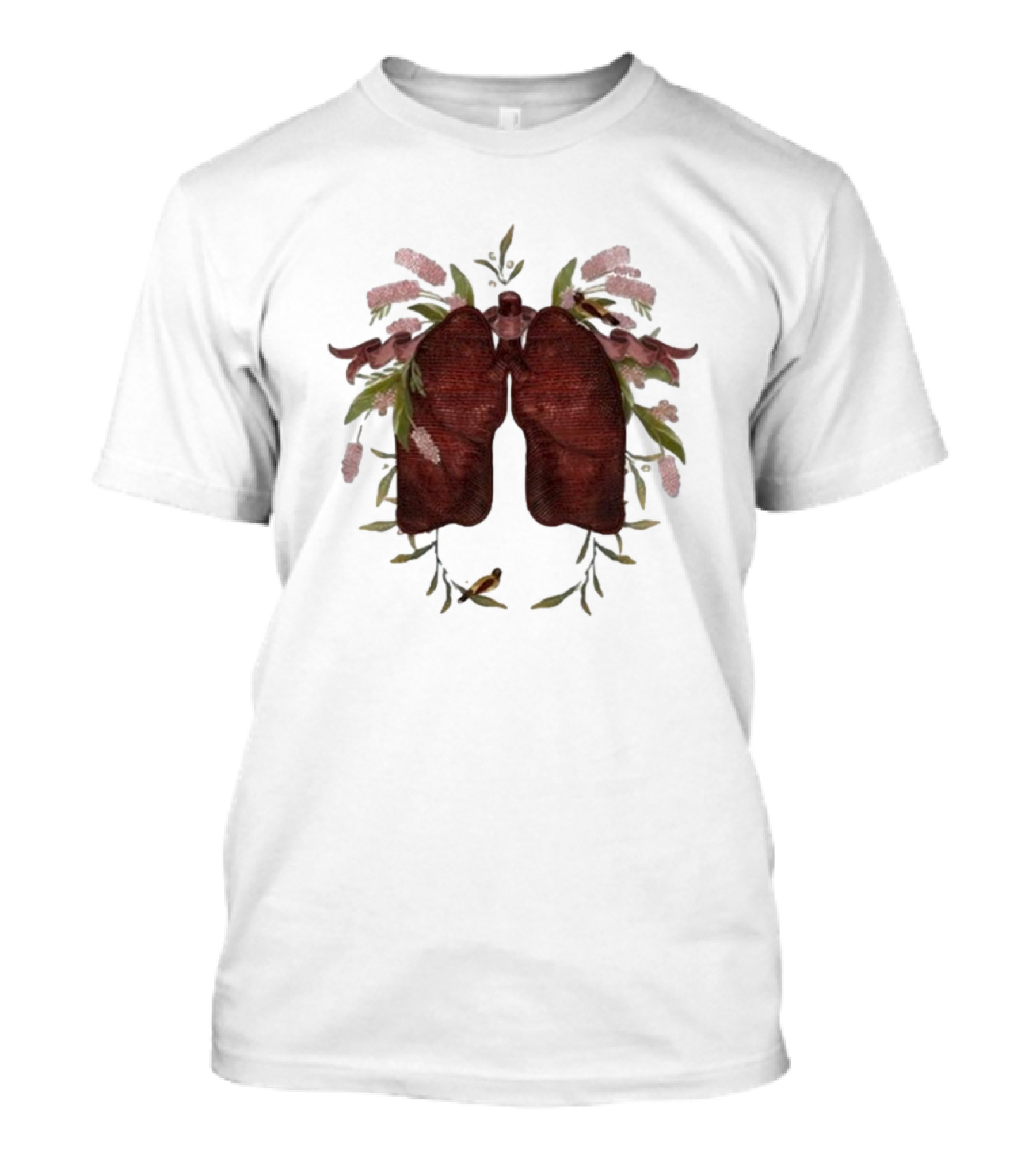 Natural Maroon Lungs Botanical Embellishment T-Shirt